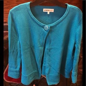 Jones&Co Teal Cardigan with button detail.